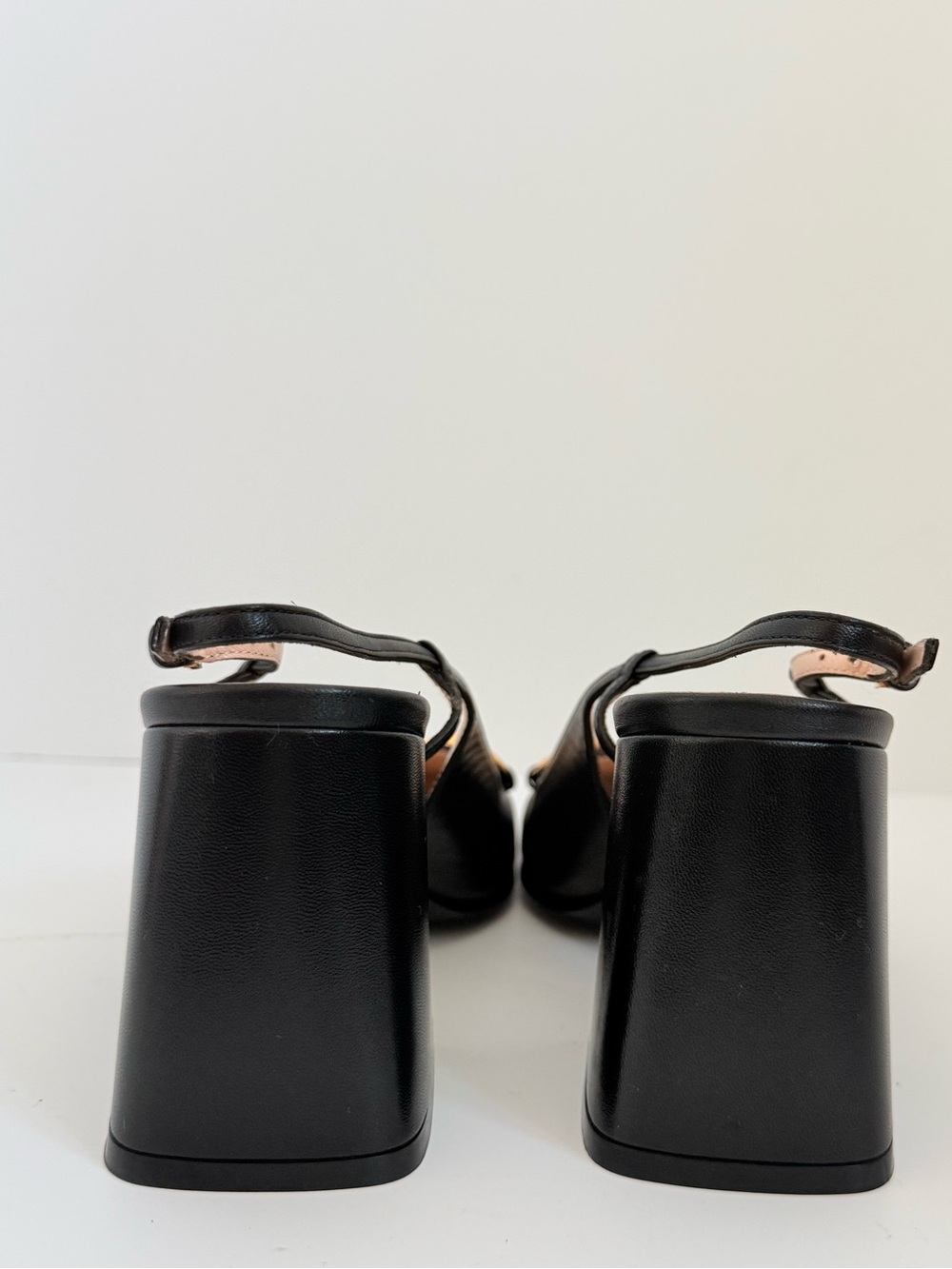 Gucci Malaga kid Horsebit 75mm Black Leather Slingback Pumps Gold Block Heel 38 - Picture 7 of 11